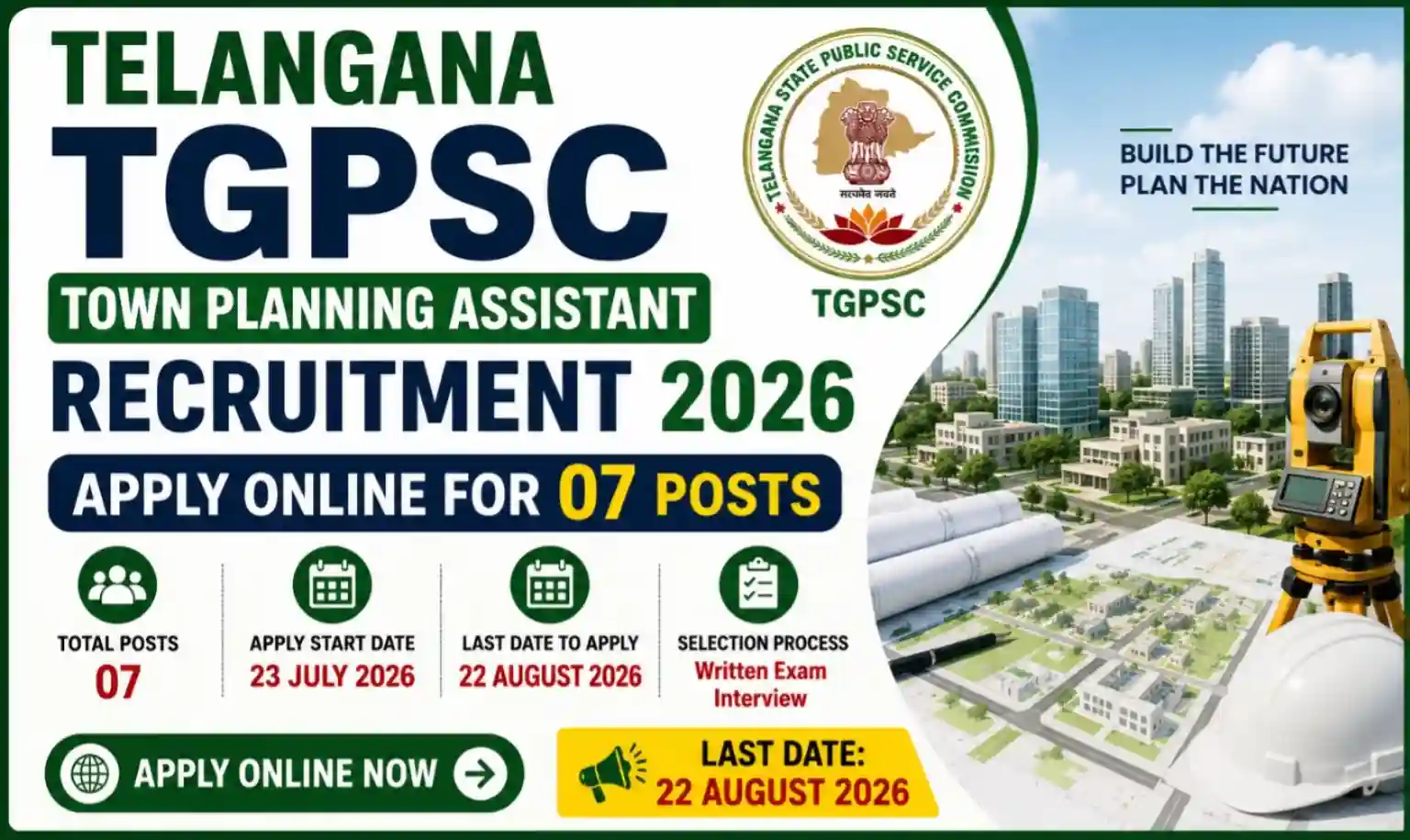 Telangana TGPSC Town Planning Assistant Recruitment 2026 Notification Out for 07 Posts, Apply Online