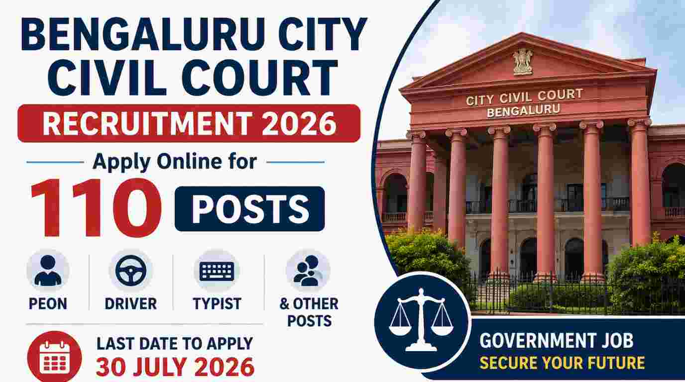 Bengaluru City Civil Court Recruitment 2026 OUT For 110  Peon , Driver, Typist & Other Posts, Apply Online