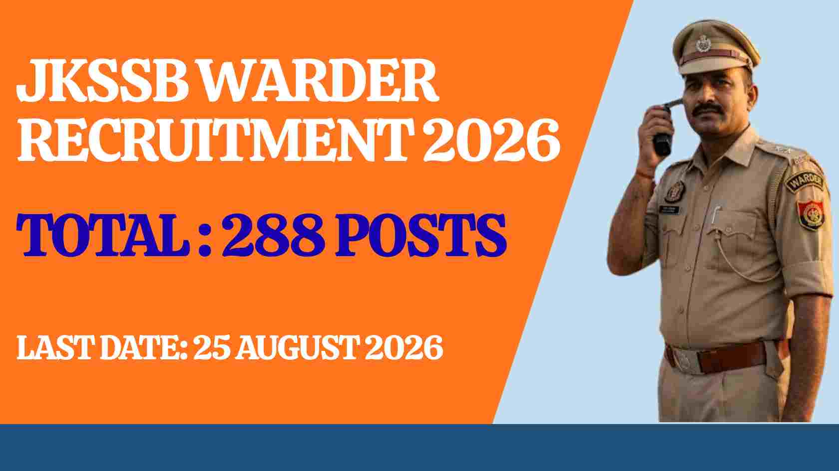 Jammu & Kashmir JKSSB Warder Recruitment 2026 OUT For 288 Posts, Apply Online
