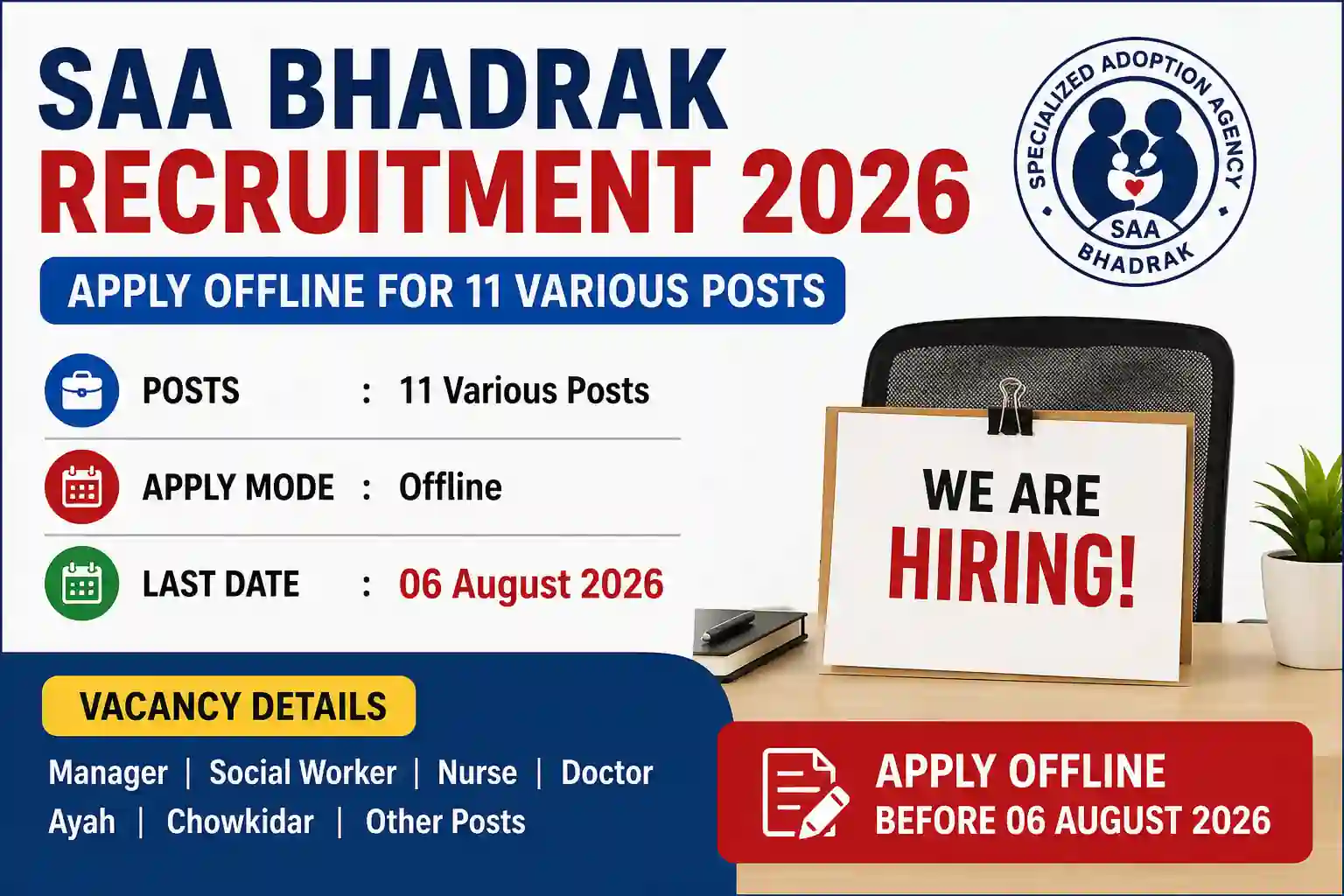SAA Bhadrak Recruitment 2026 Notification Released Nurse, Doctor 11 Various Posts, Apply Offline 