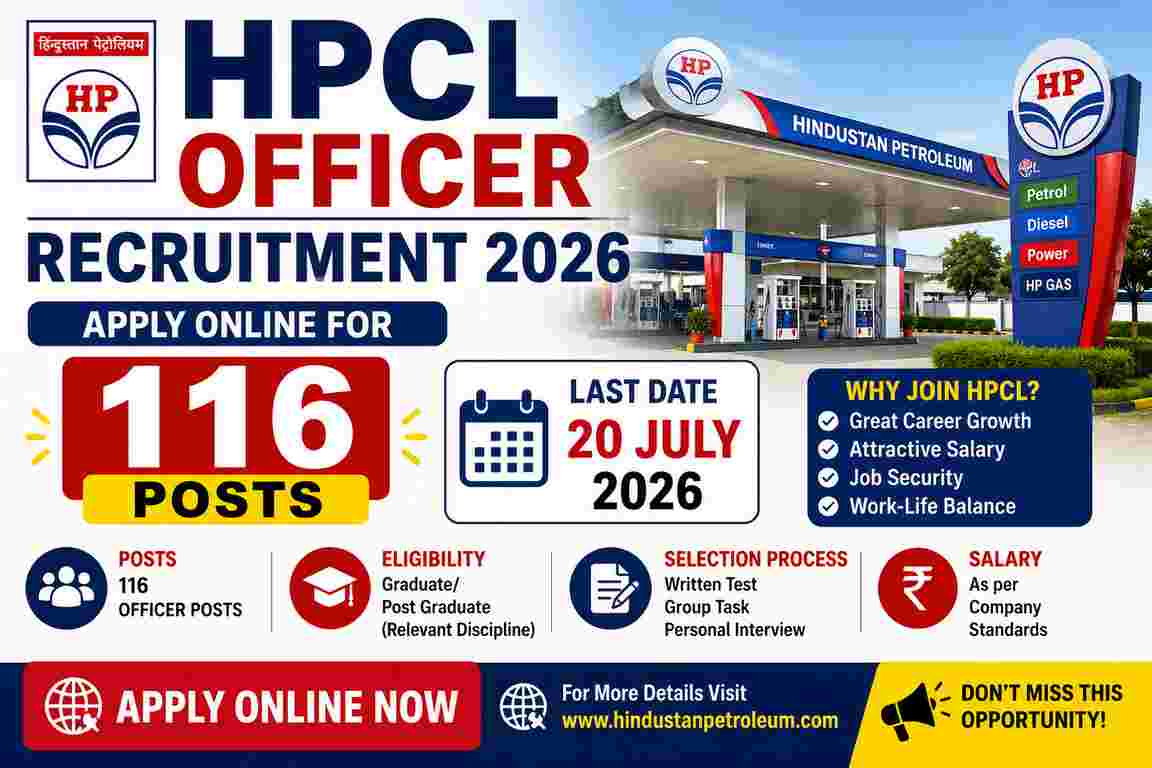 HPCL Officer Recruitment 2026 Notification Out 116 Posts, Apply Online