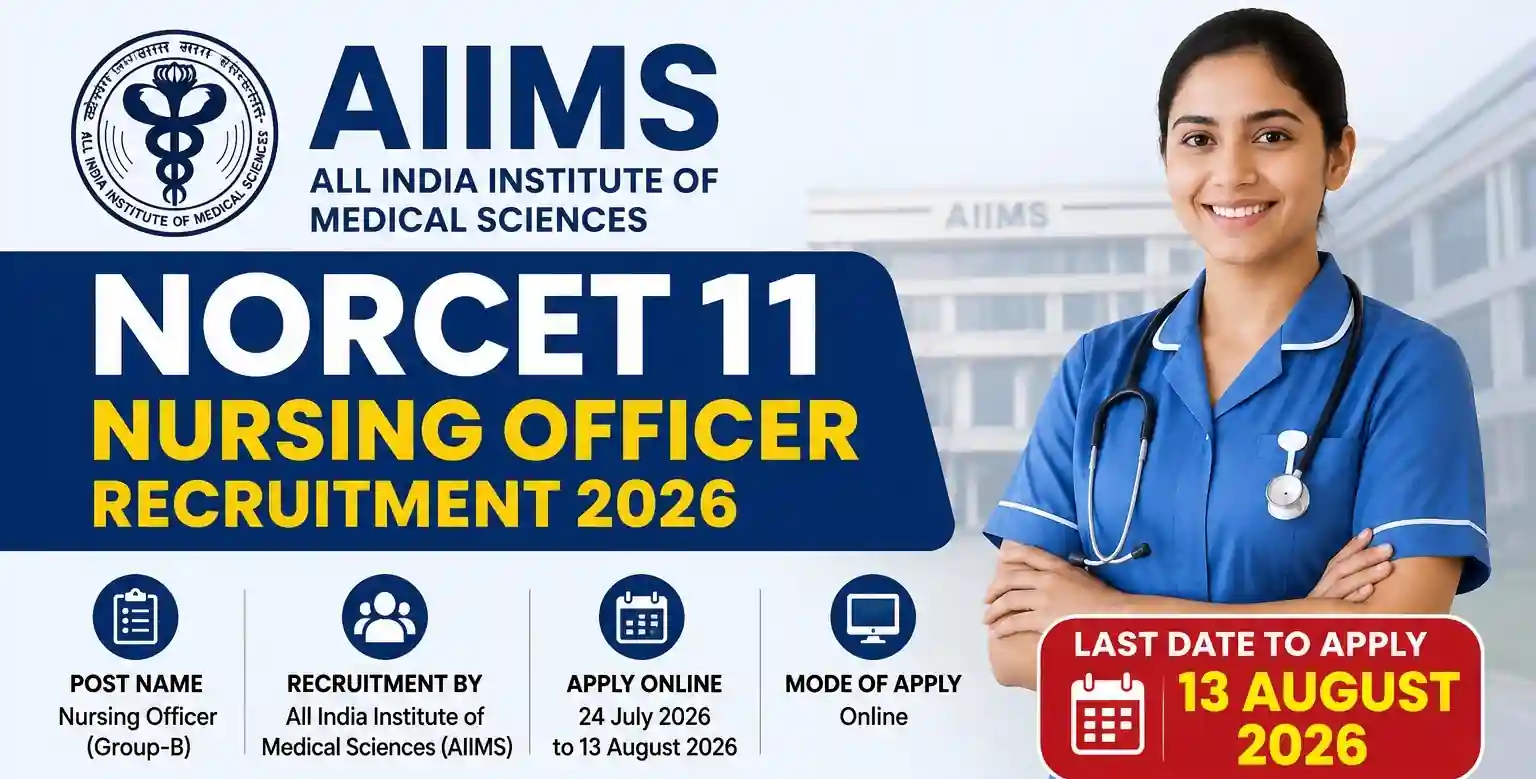 AIIMS NORCET 11th Nursing Officer Recruitment 2026 Short Notice Out, Apply Online 