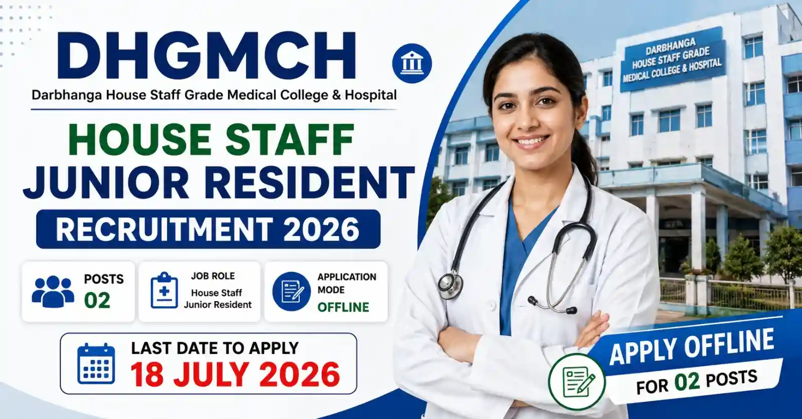 West Bengal DHGMCH House Staff Junior Resident Recruitment 2026 Apply Online for 02 Posts 