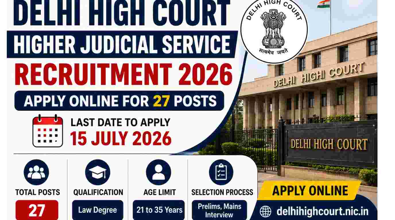 Delhi High Court Higher Judicial Service Recruitment 2026 Notification Out for 27 Posts, Apply Online