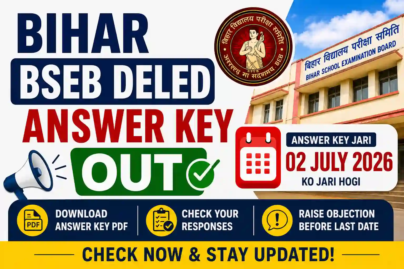 Bihar BSEB DELED Examination 2026- Answer Key Out