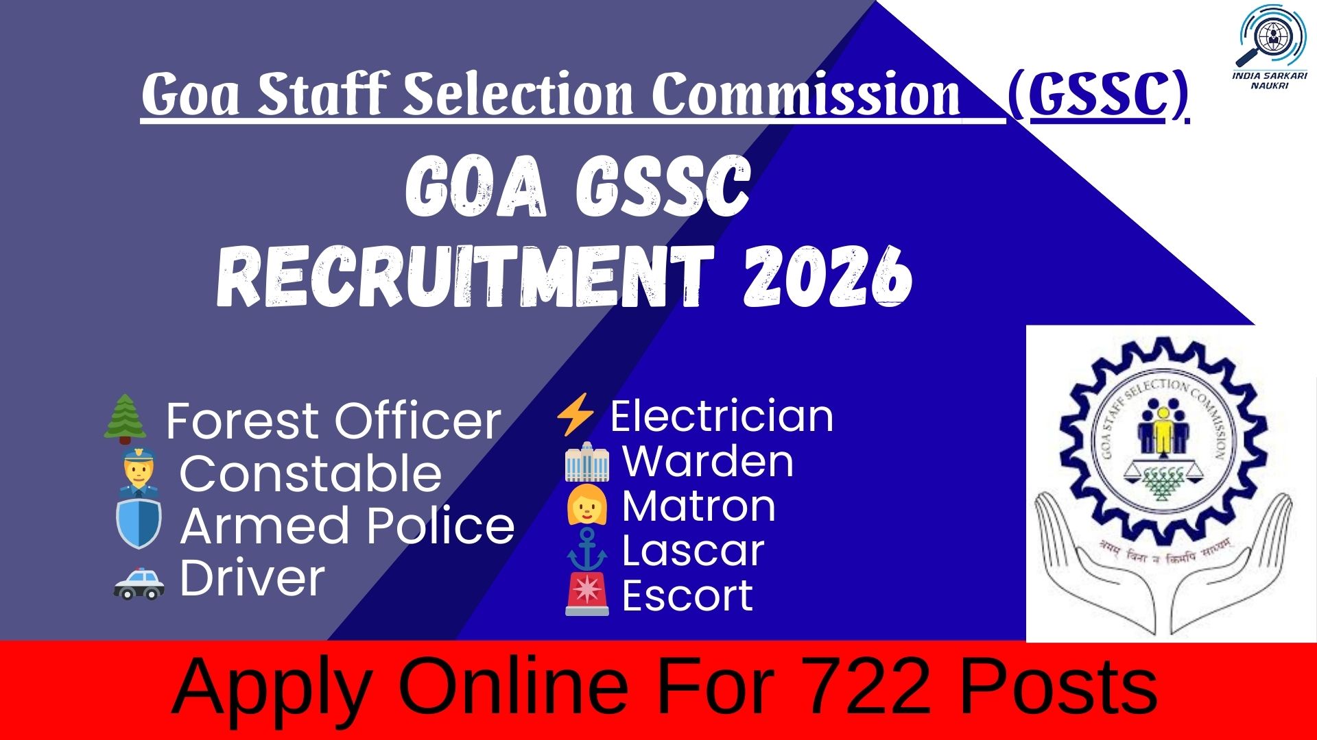 Goa GSSC Recruitment 2026 Apply Online for 722 Police Constable, Forest ...