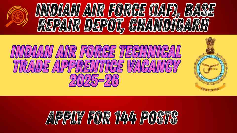 Indian Air Force Technical Trade Apprentice Vacancy 2025-26 Apply for ...