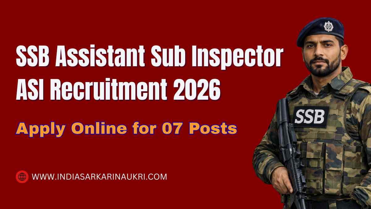 SSB Assistant Sub Inspector ASI Recruitment 2026 Apply Online for {07 ...
