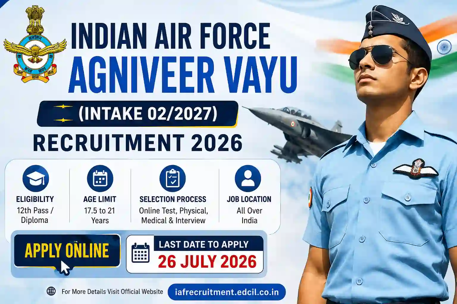 Indian Air Force Agniveer Vayu (Intake 02/2027) Recruitment 2026, Apply Online