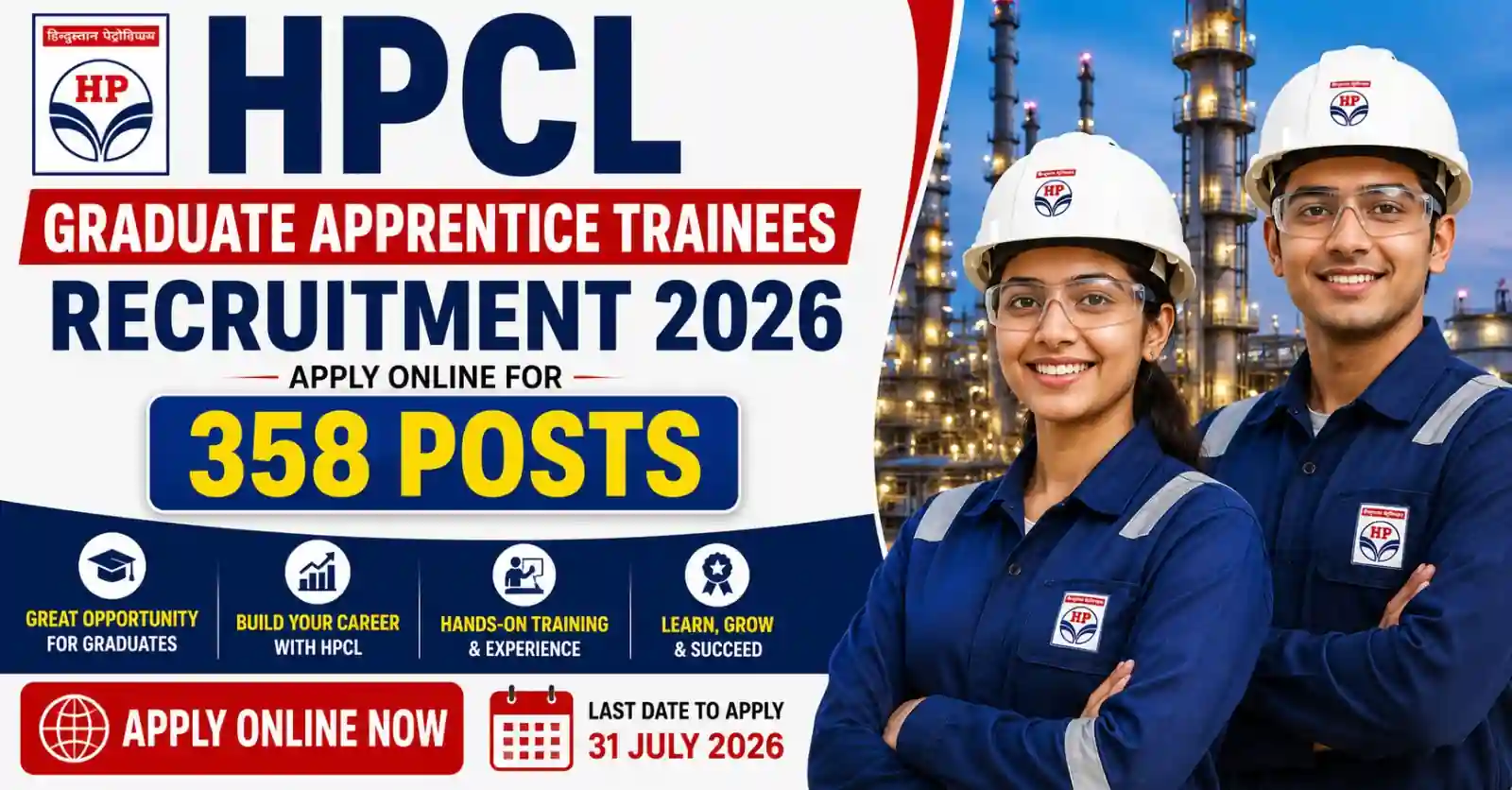HPCL Graduate Apprentice Trainees Recruitment 2026 Out for 358 Engineering Posts, Apply Online