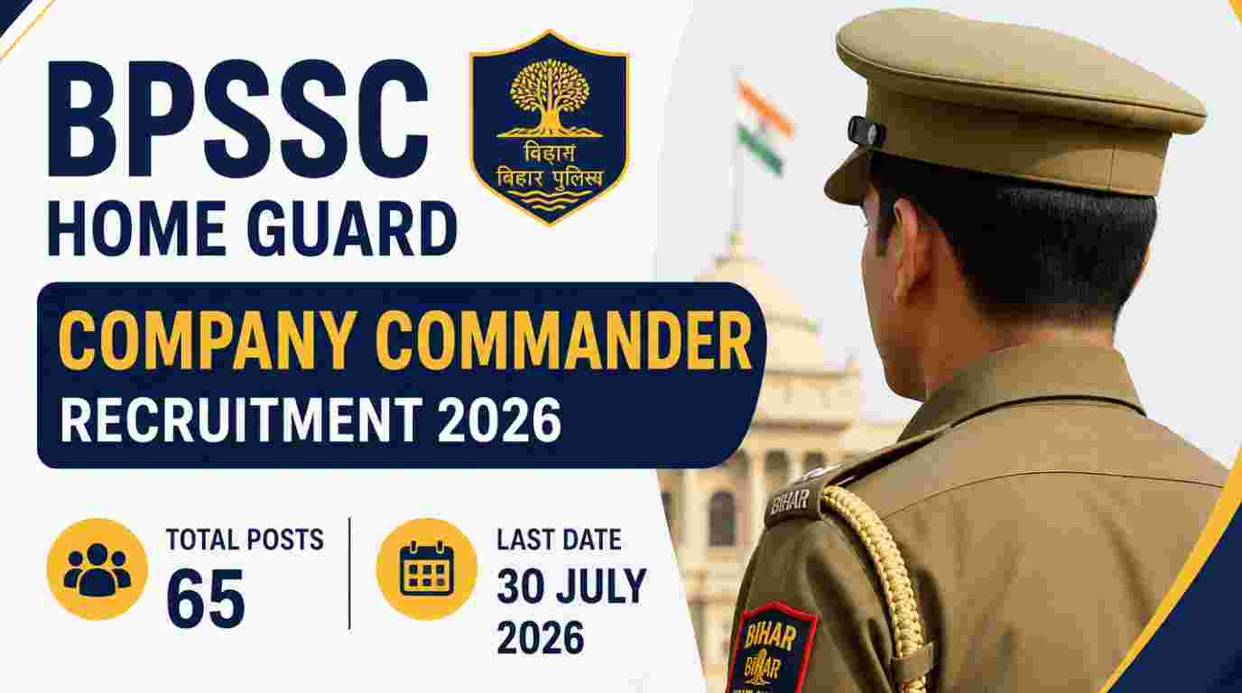 Bihar BPSSC Home Guard Company Commander Recruitment 2026 Out for 65 Vacancies, Apply Oline 