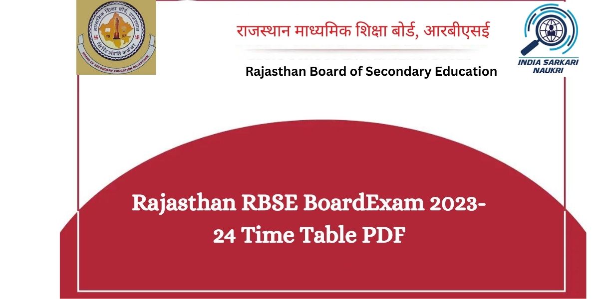 Rajasthan RBSE Board Exam 2024 Time Table