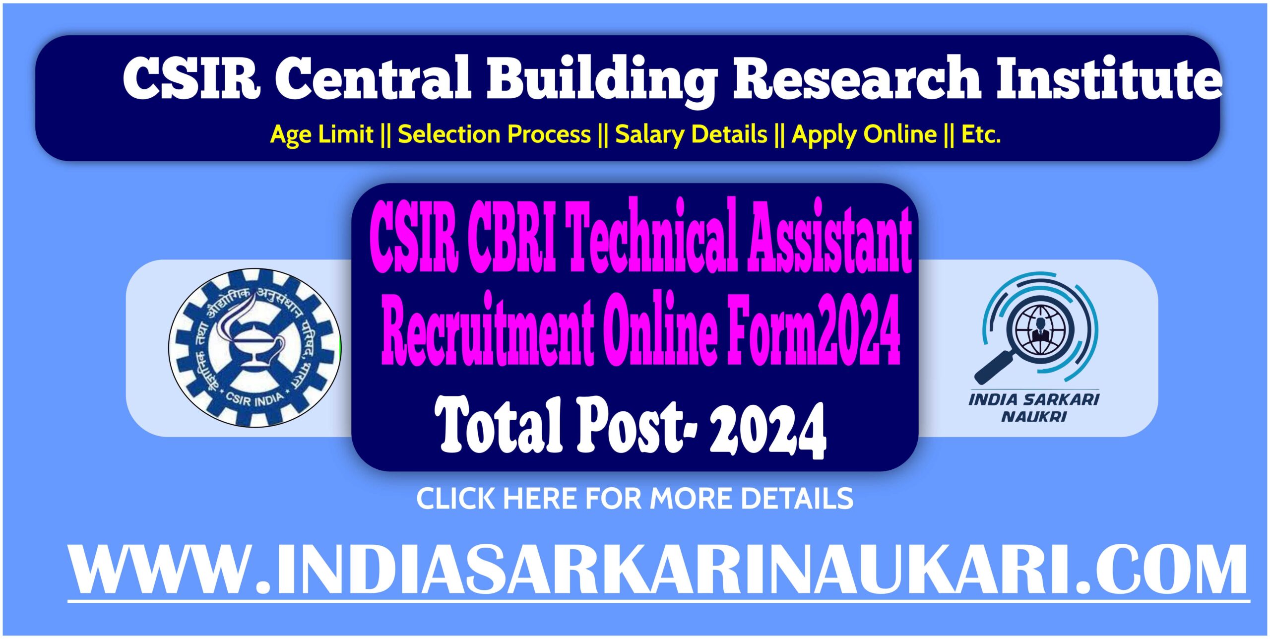 CSIR CBRI Technical Assistant Recruitment 2024 Apply for [ 24 Post]