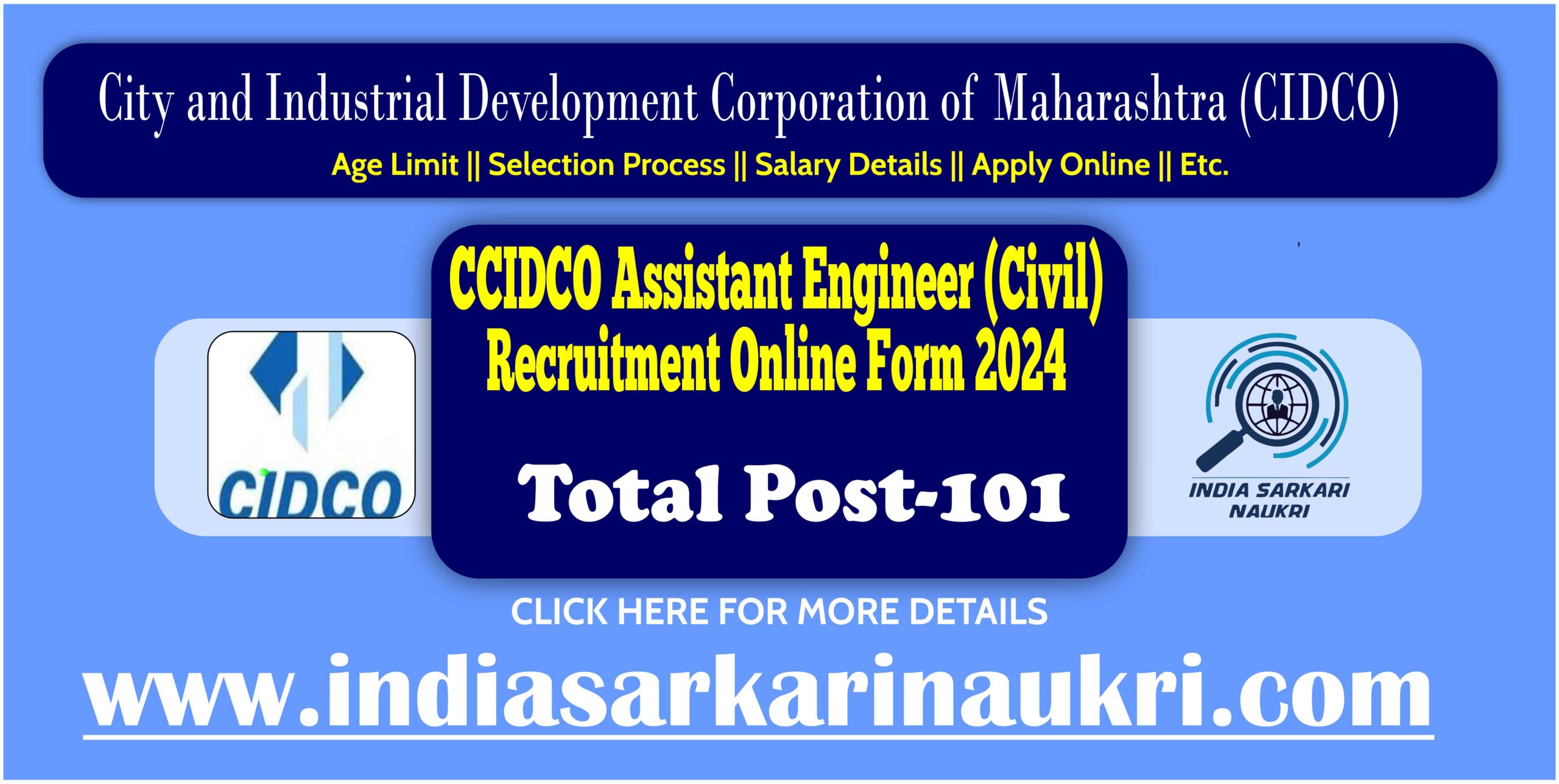 CIDCO Assistant Engineer (Civil) Recruitment 2024 Apply for 101 Posts
