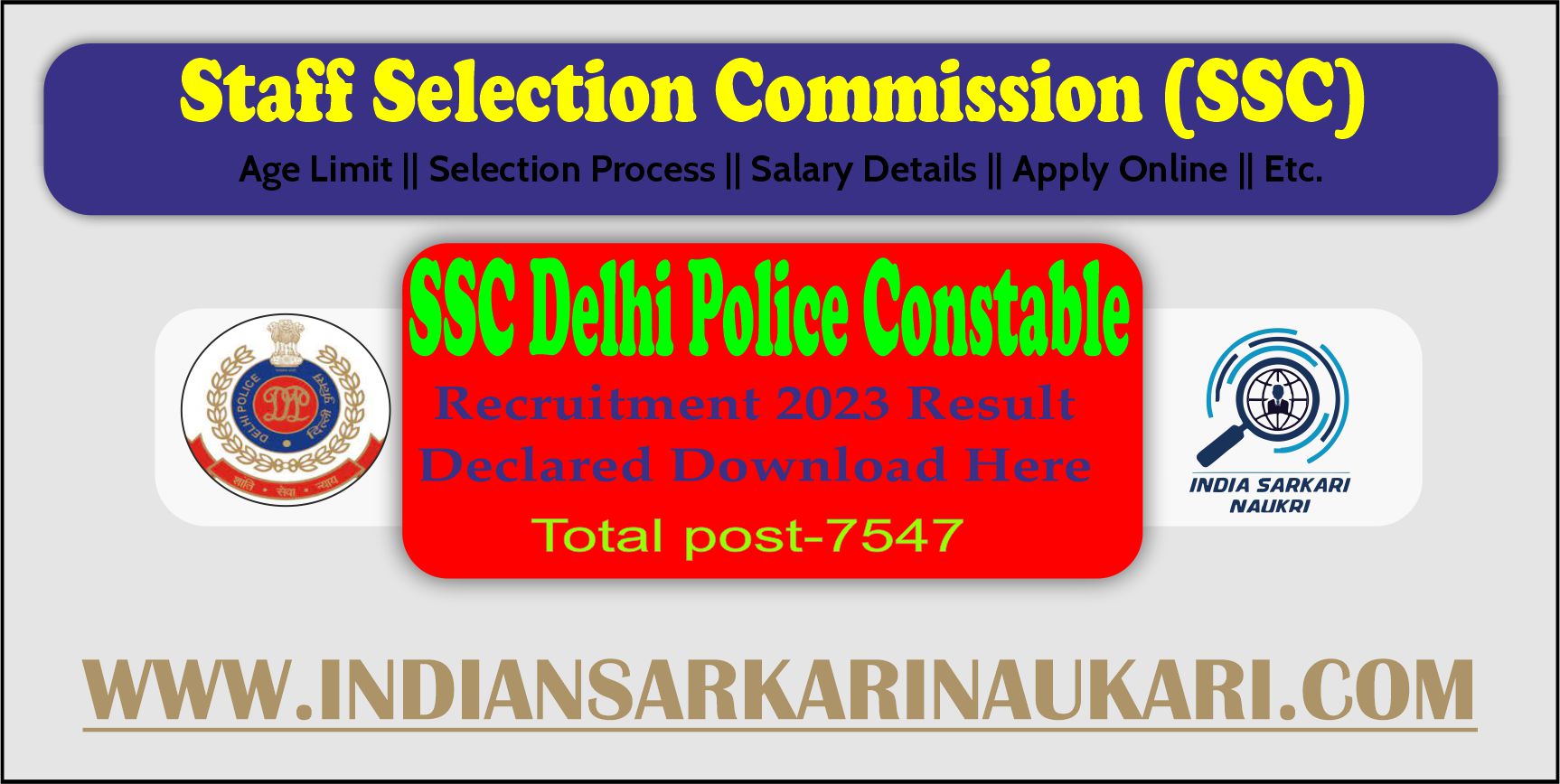 SSC Delhi Police Constable Final Result 2024 Declared