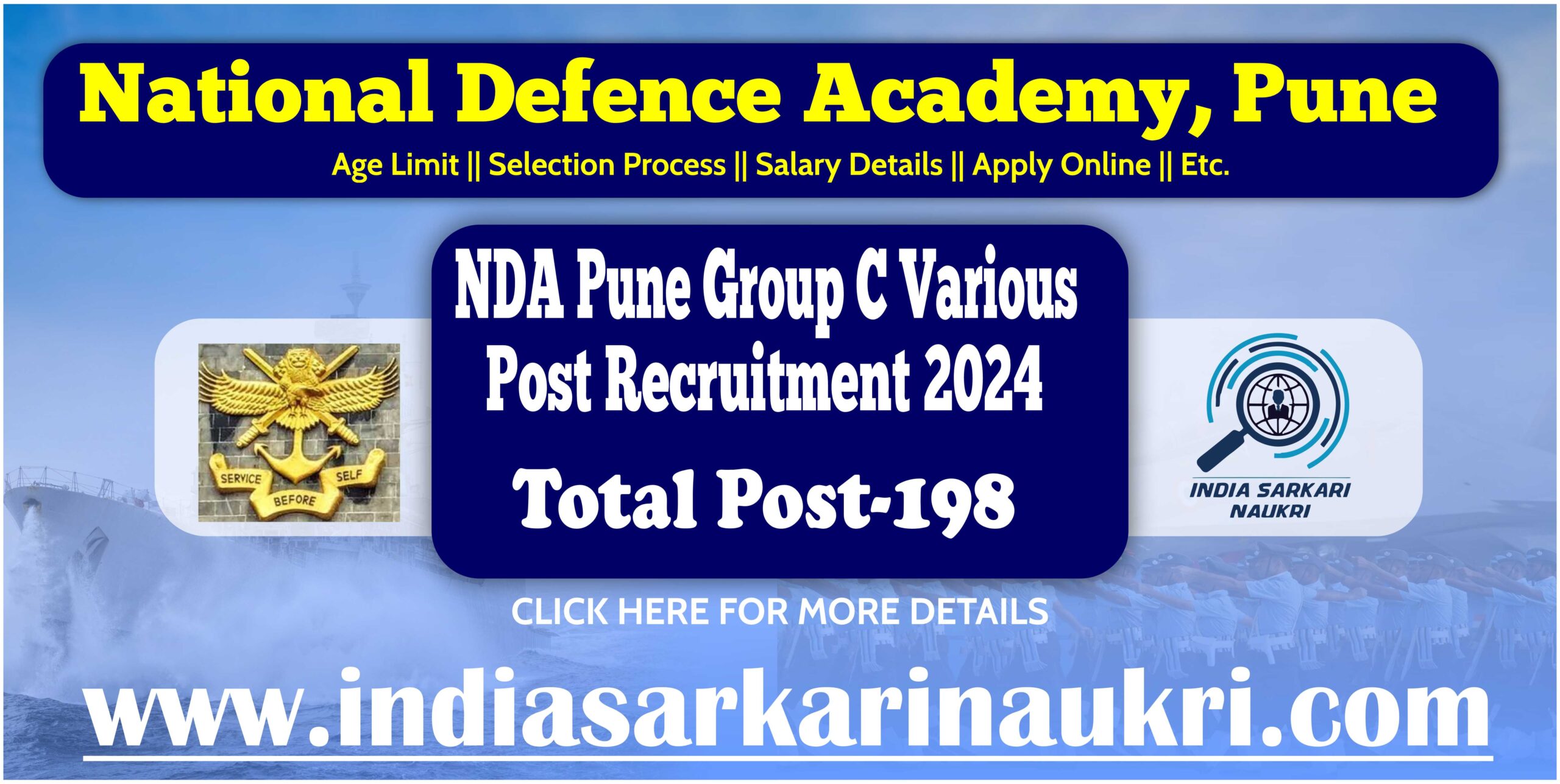 NDA Pune Group C Various Post Recruitment 2024 Apply Online for 198 Posts