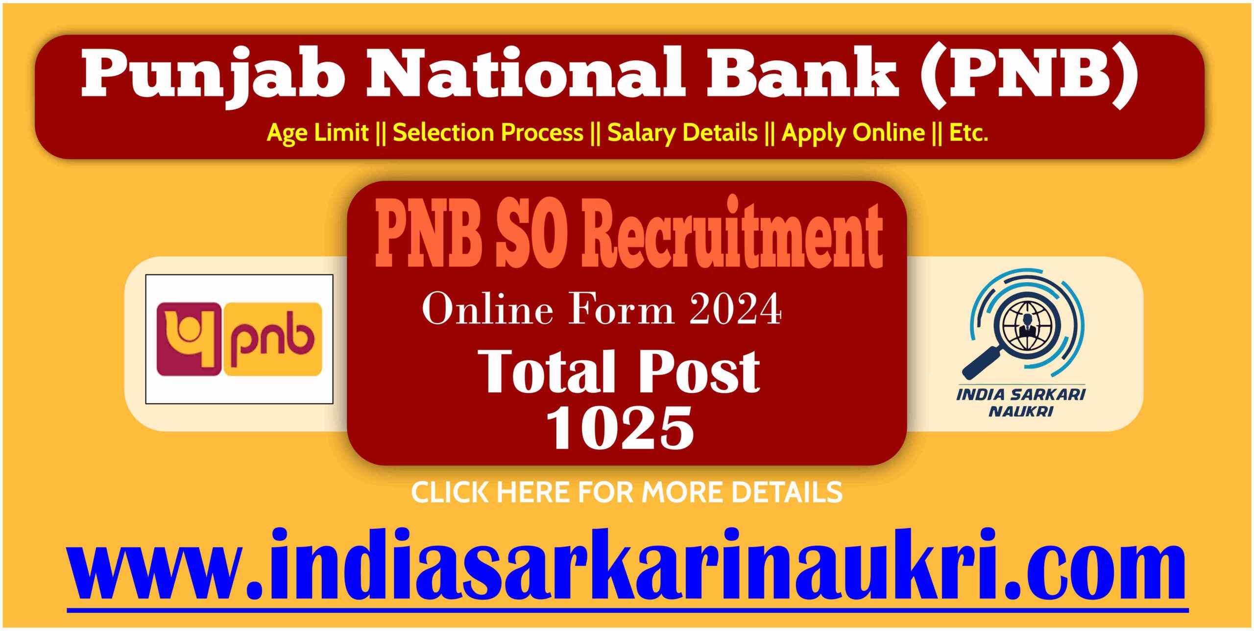 PNB SO Recruitment Naukri 2024 Apply Online For 1025 Posts	