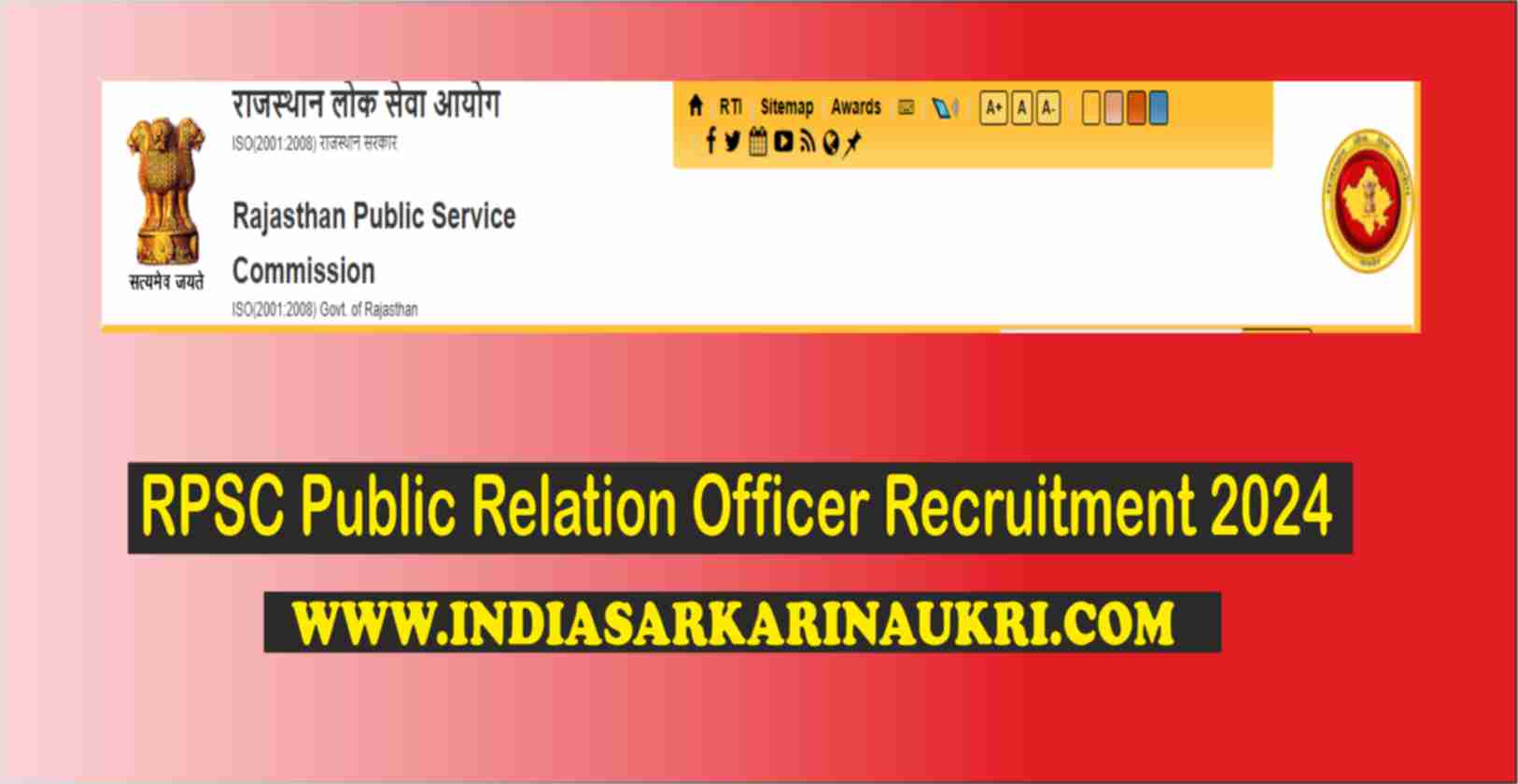 Rajasthan RPSC Public Relation Officer Recruitment 2024 Apply Online for 06 Posts