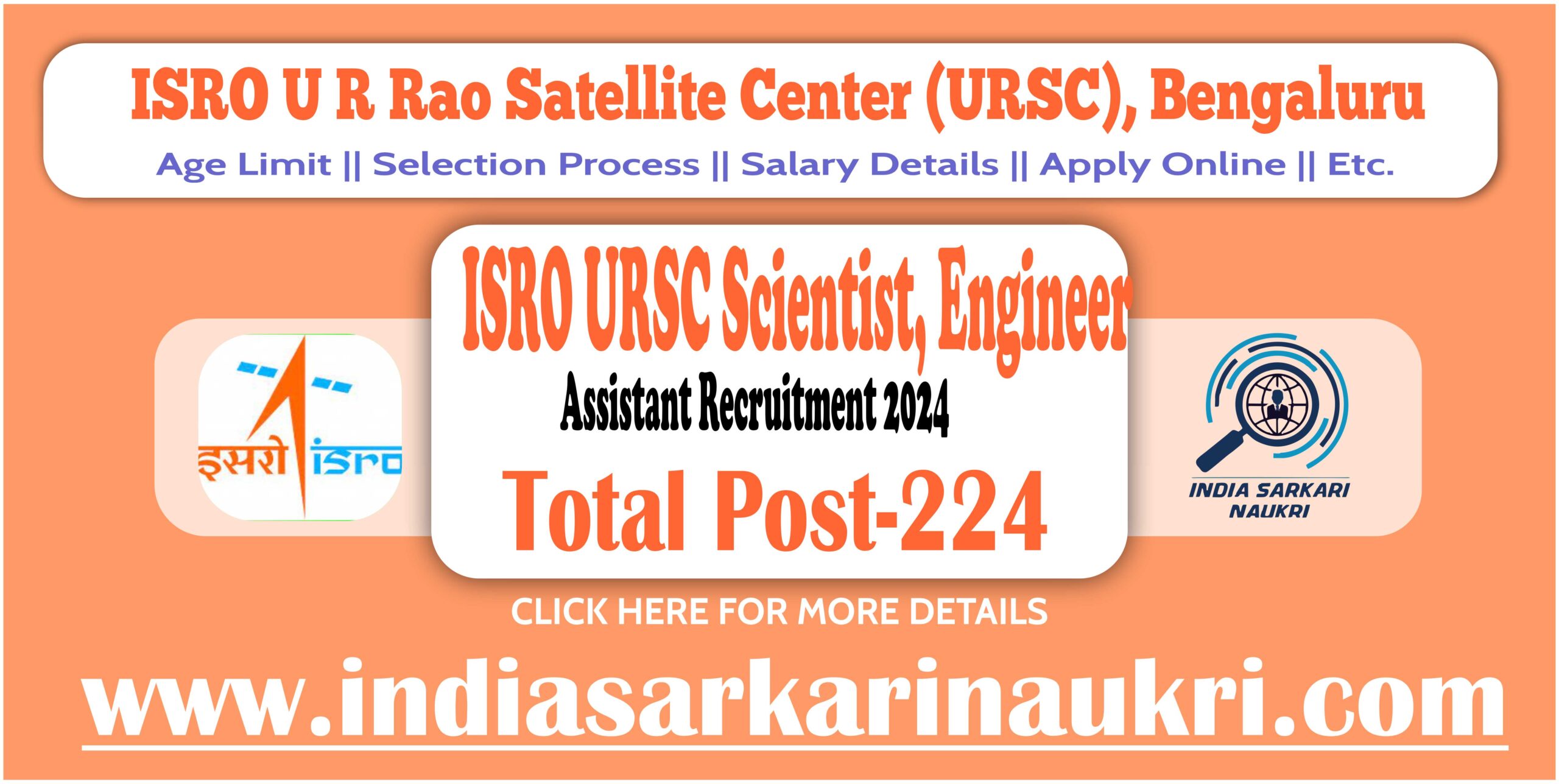 ISRO URSC Recruitment 2024 Admit Card Our for 224 Posts