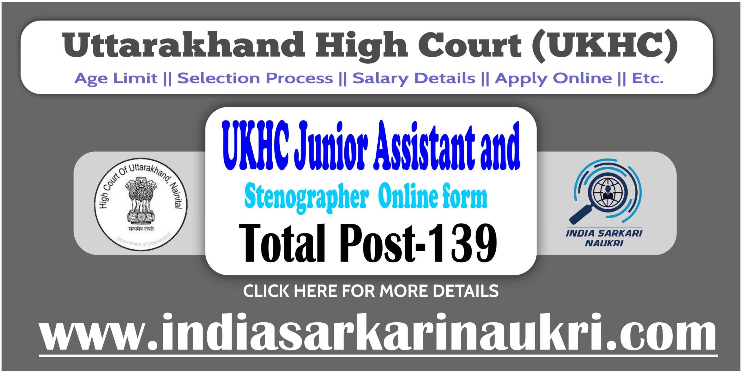 Uttarakhand High Court UKHC Junior Assistant and Stenographer Result 2024 Out for 139 Posts