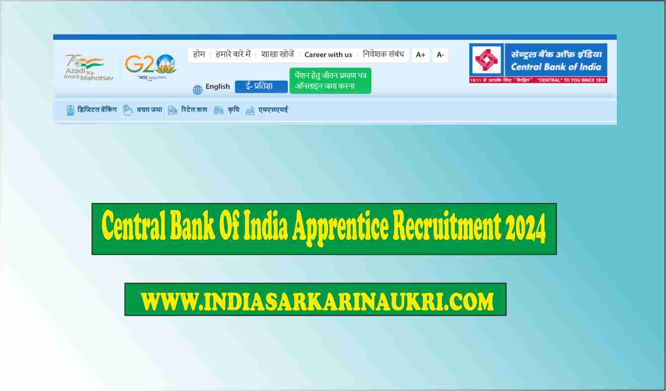 Central Bank Of India Apprentice Recruitment 2024 Apply Form Re-Open