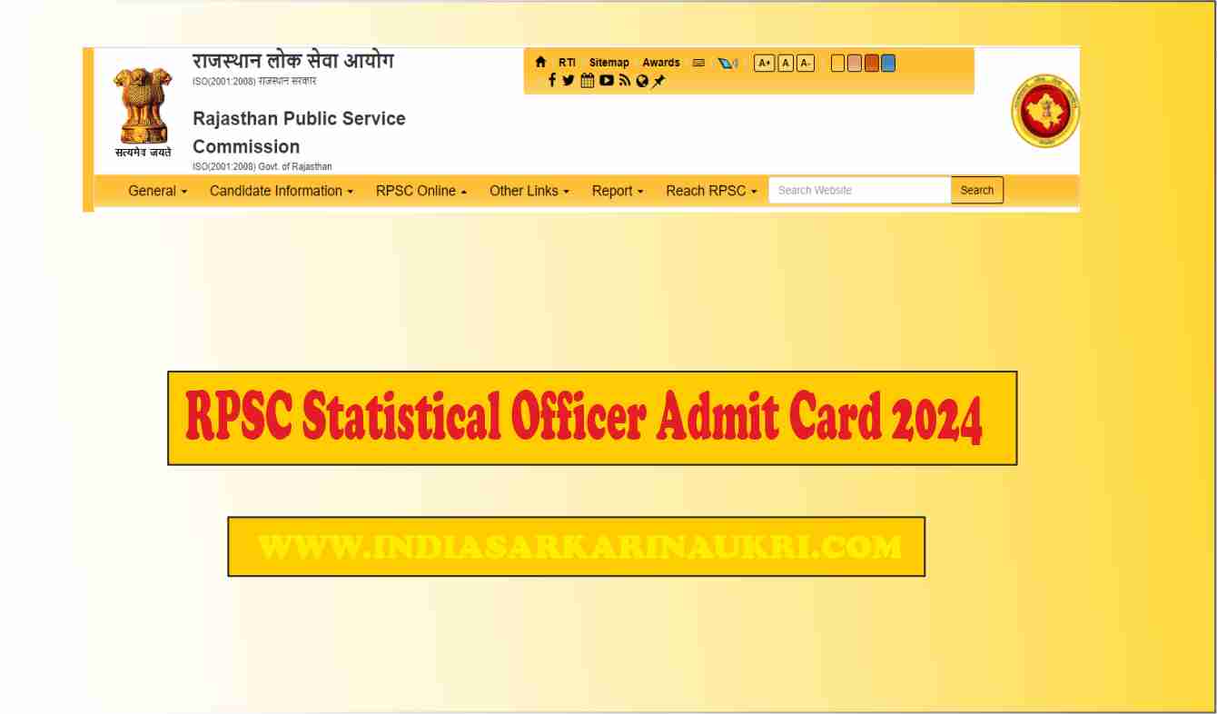 RPSC Statistical Officer Recruitment 2023 Exam Marks Link Active