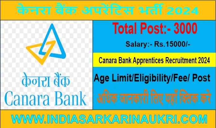 Canara Bank Apprentice Recruitment 2024 Apply Online for 3000 Posts