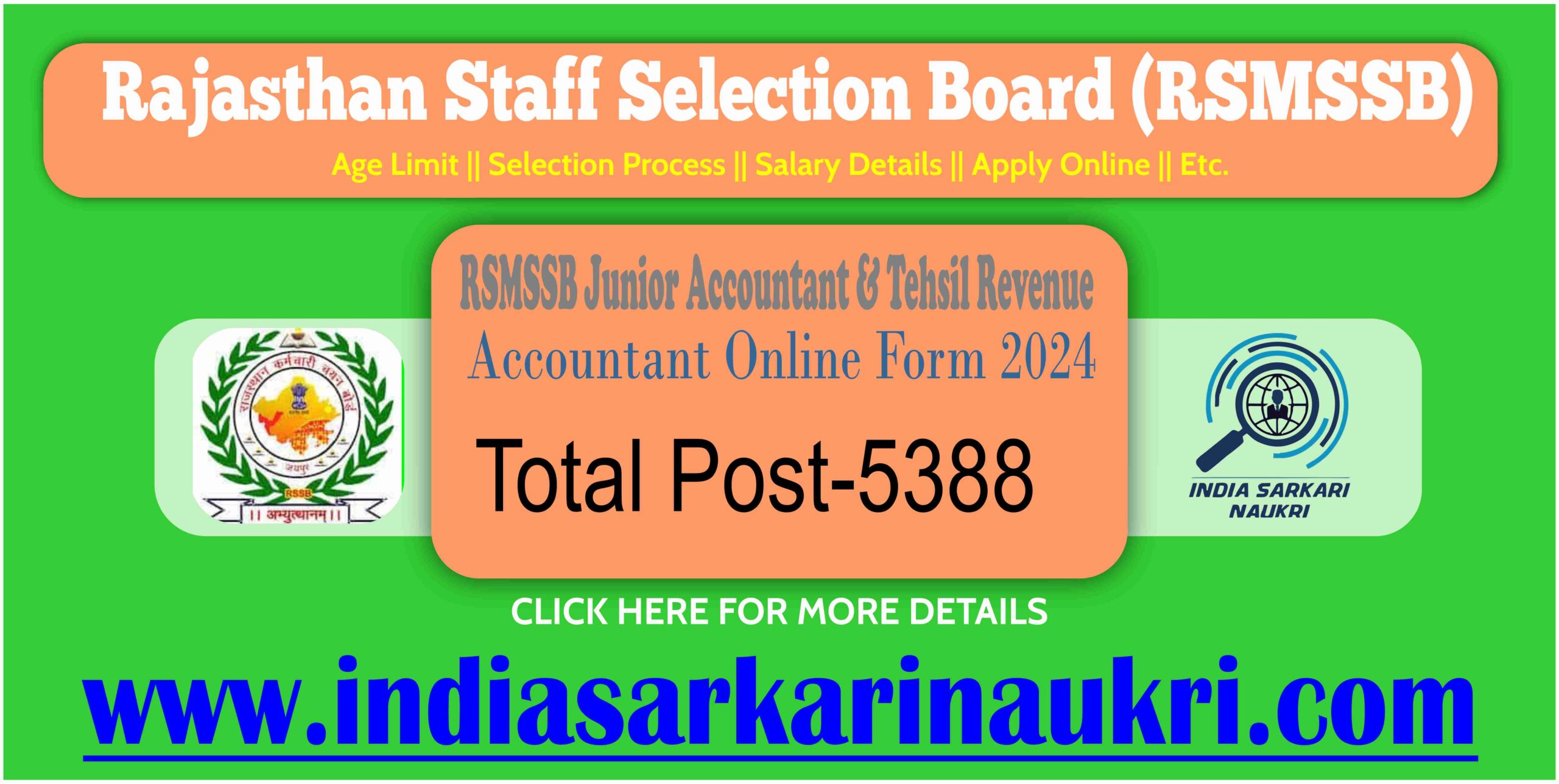 RSMSSB Junior Accountant Recruitment 2023  Final Result 2024 Out