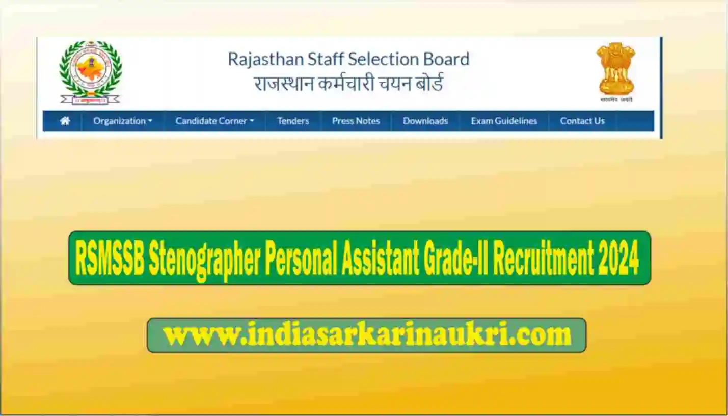 RSMSSB Stenographer PA Grade-II Recruitment 2024 Result Declared