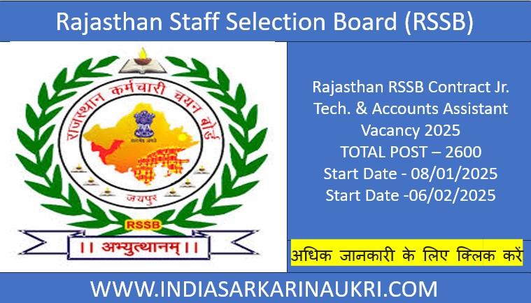 Rajasthan RSSB Contract Jr. Tech. & Accounts Assistant Recruitment 2025 Exam Date Released for 26,00 Posts
