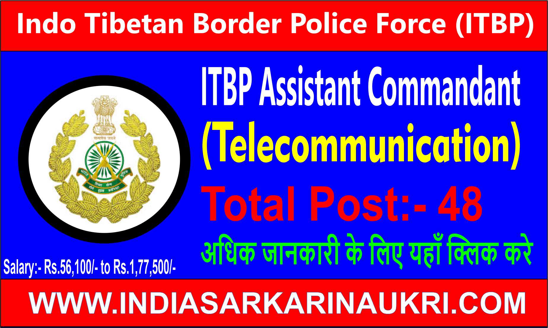 ITBP Assistant Commandant Telecommunication Recruitment 2025