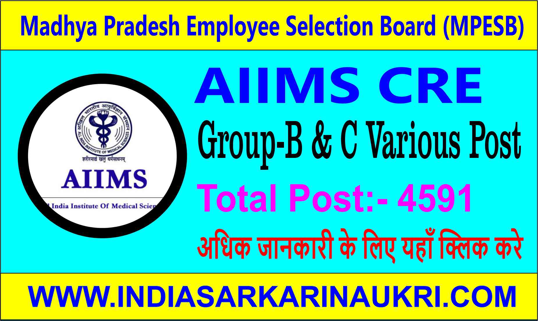 AIIMS CRE Group-B & C Various Post Recruitment 2024